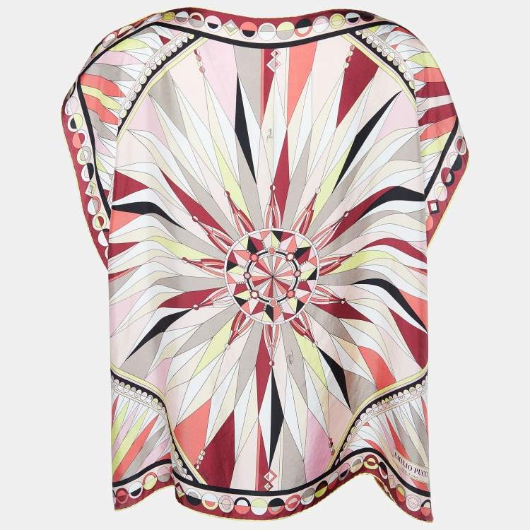 مملوكة مسبقًا Emilio Pucci Multicolor Printed Silk Kaftan Top (TU)
