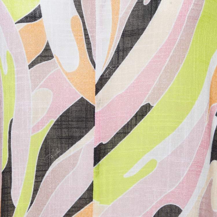 Pre Owned Emilio Pucci Multicolor Printed Cotton Tunic Top M