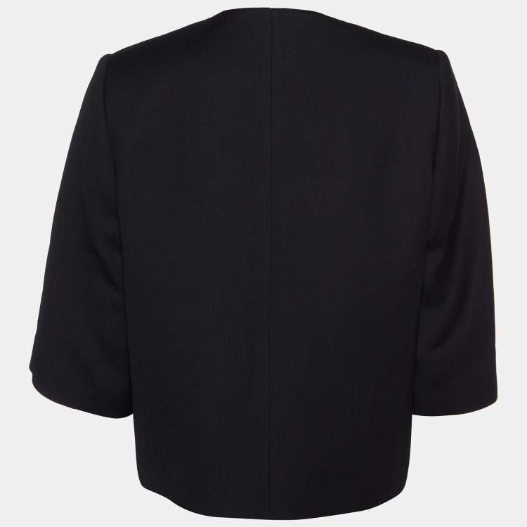 Pre Owned Emilio Pucci Black Wool & Silk Collarless Jacket M