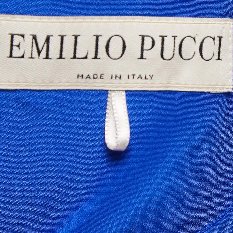 Pre Owned Emilio Pucci Blue Silk Embellished Tunic Top One Size 