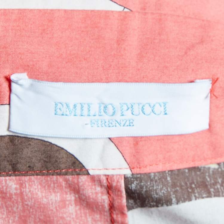 Pre Owned Emilio Pucci Firenze Pink Printed Cotton Wrap Crop Top M