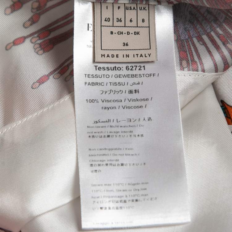 Pre Owned Emilio Pucci White Floral Printed Viscose Top S