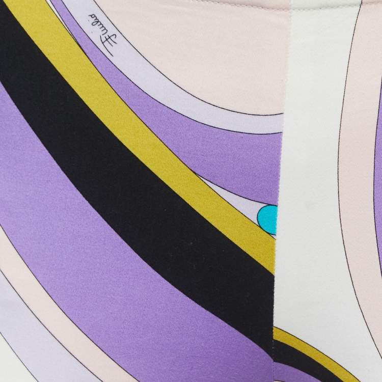 Pre Owned Emilio Pucci Multicolor Print Cotton Trousers S