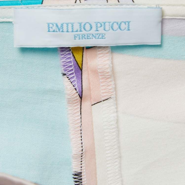 Pre Owned Emilio Pucci Multicolor Print Cotton Trousers S