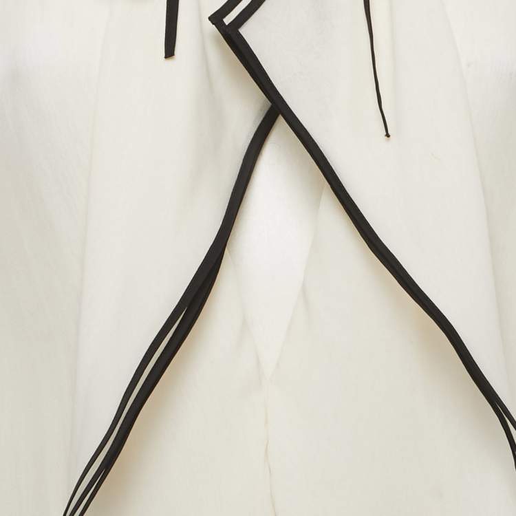 Pre Owned Emilio Pucci Off-White Silk Ruffled Cold Shoulder Mini Dress S