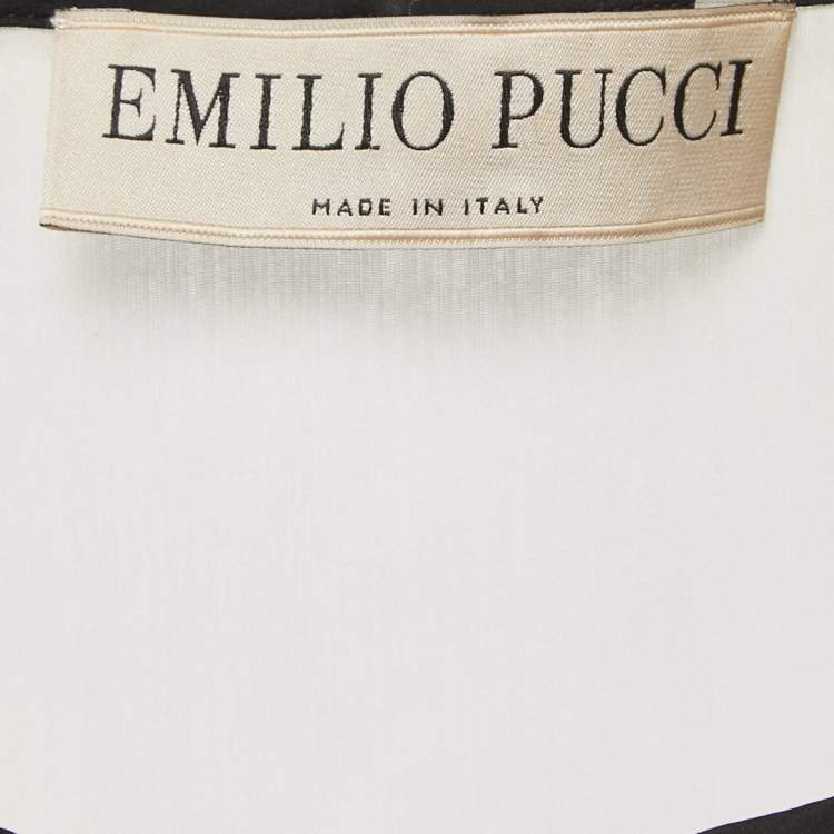 Pre Owned Emilio Pucci Off-White Silk Ruffled Cold Shoulder Mini Dress S