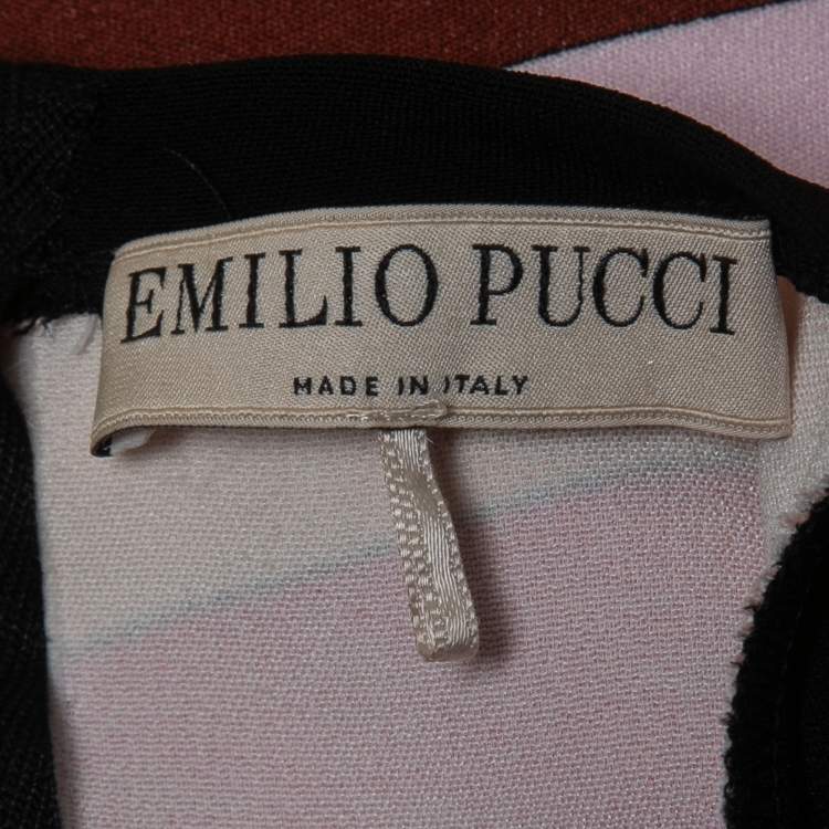 Pre Owned Emilio Pucci Multicolor Crepe Long Sleeve Blouse M