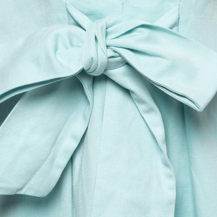 Pre Owned Emilio Pucci Light Blue Cotton Waist Tie Detail Sleeveless Mini Dress M