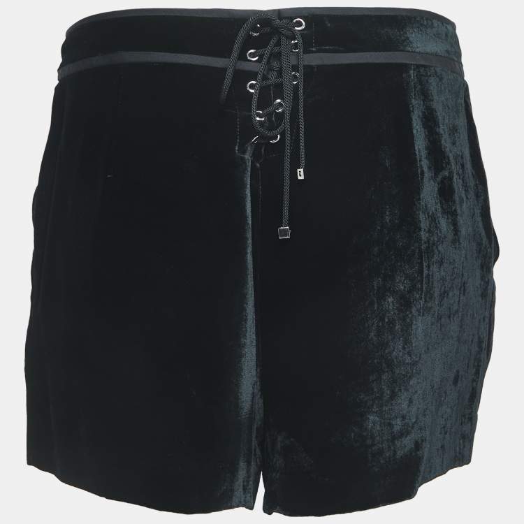 Pre Owned Emilio Pucci Black Velvet Buttoned Shorts M