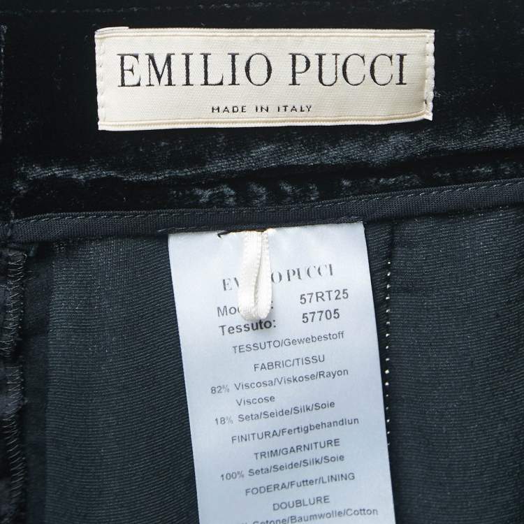 Pre Owned Emilio Pucci Black Velvet Buttoned Shorts M
