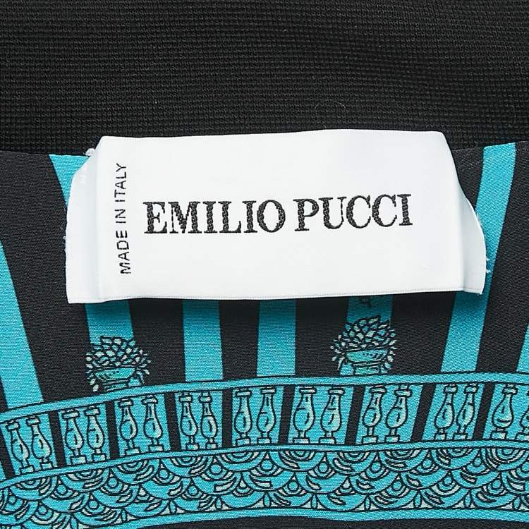 Pre Owned Emilio Pucci Black Knit Single Breasted Coat M