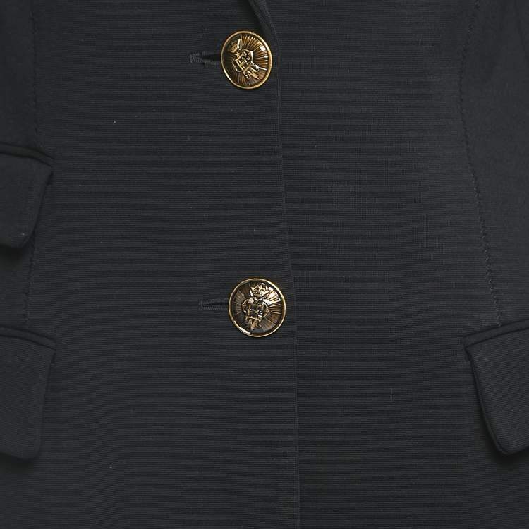 Pre Owned Emilio Pucci Black Knit Single Breasted Coat M