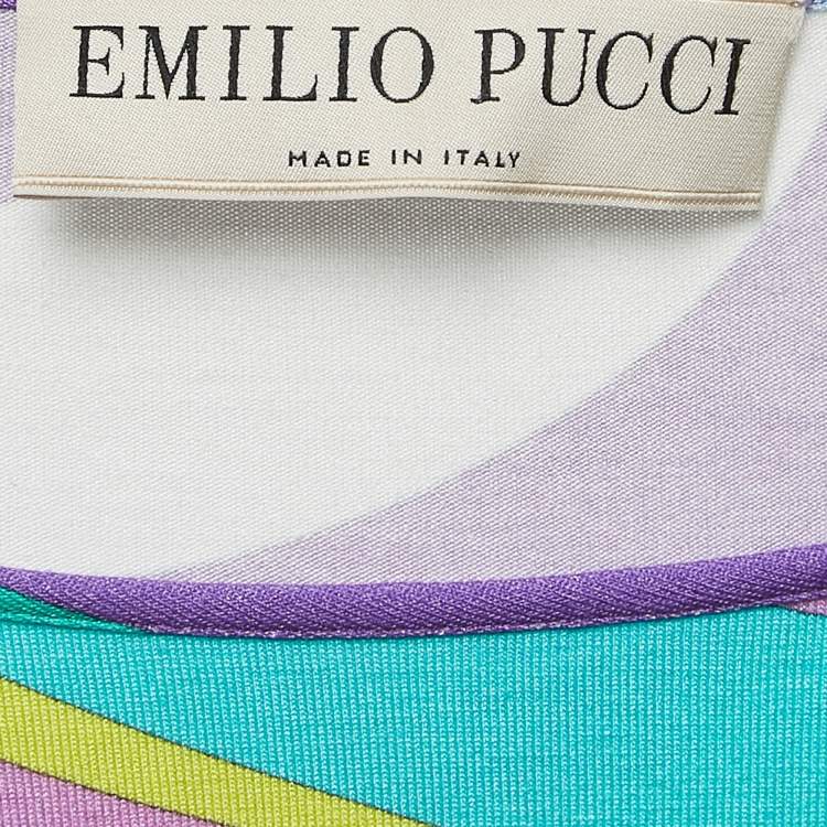 Pre Owned Emilio Pucci Multicolor Print Knit Top M