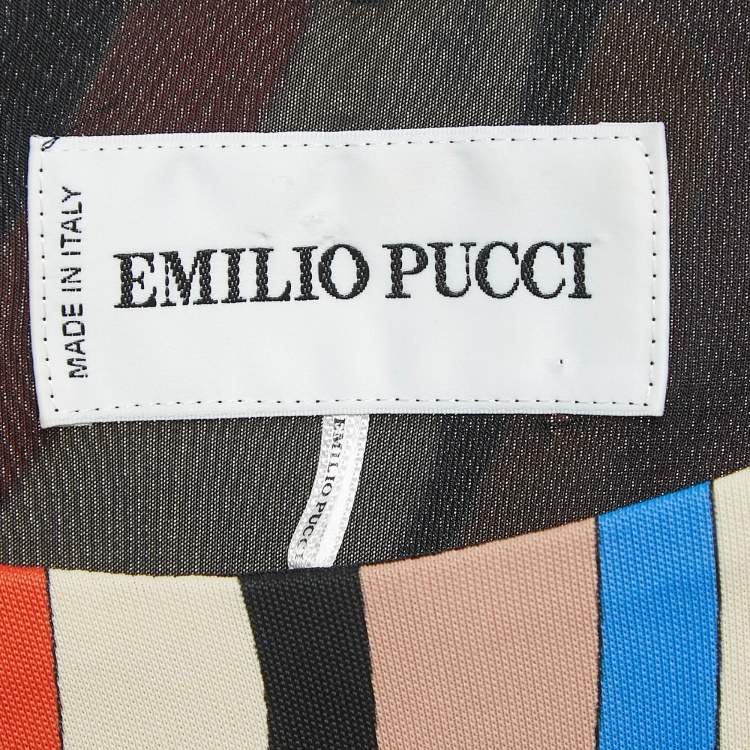 Pre Owned Emilio Pucci Multicolor Printed Jersey Midi Dress S