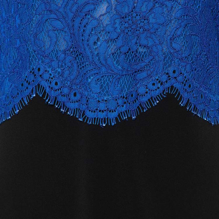 مملوكة مسبقًا Emilio Pucci Blue Lace & Black Crepe Top M