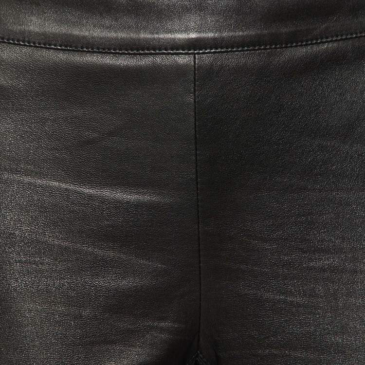 Pre Owned Emilio Pucci Black Leather Fitted Pants L