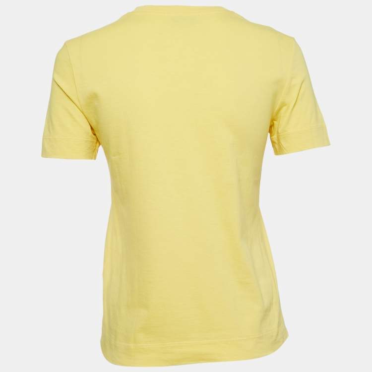 Pre Owned Emilio Pucci Yellow Logo Patch Cotton Short Sleeve T-Shirt S