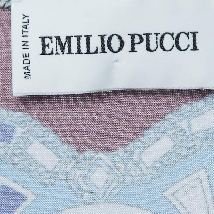 Pre Owned Emilio Pucci Multicolor Print Knit Short Sleeve Top S