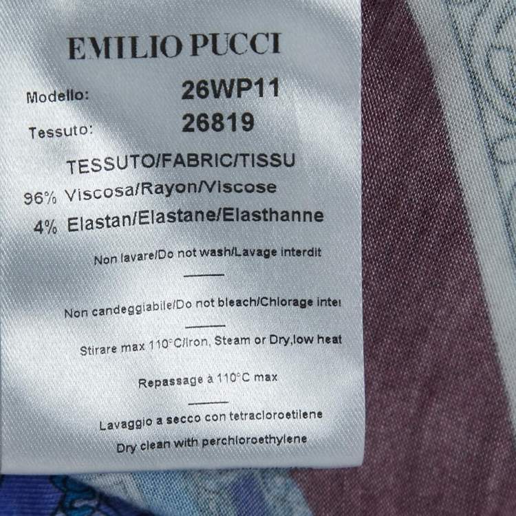Pre Owned Emilio Pucci Multicolor Print Knit Short Sleeve Top S