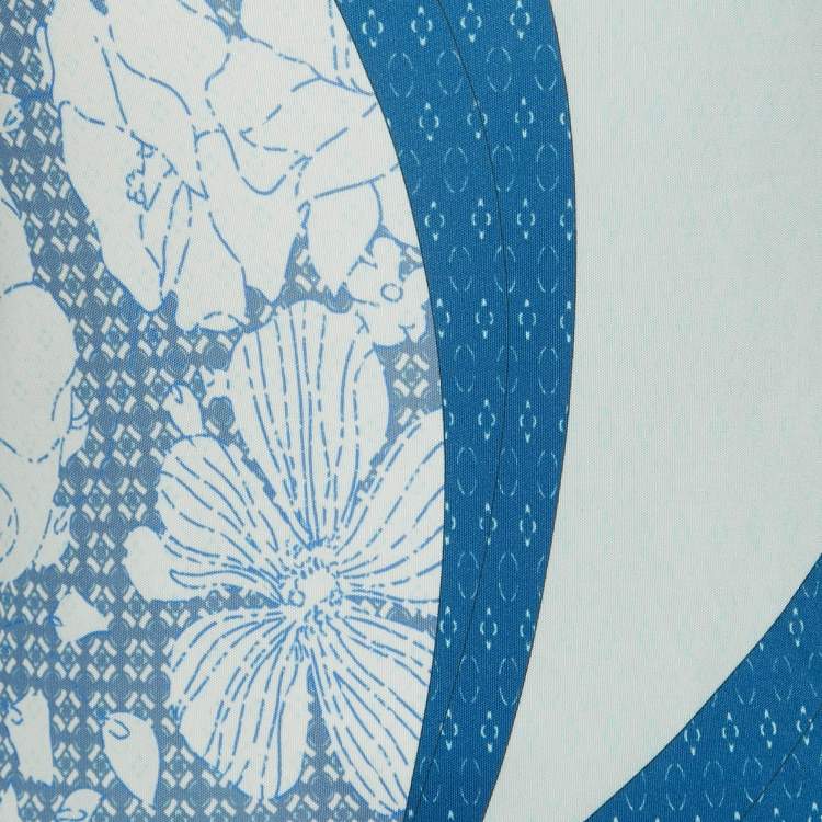 Pre Owned Emilio Pucci Blue Printed Jersey Midi Dress M