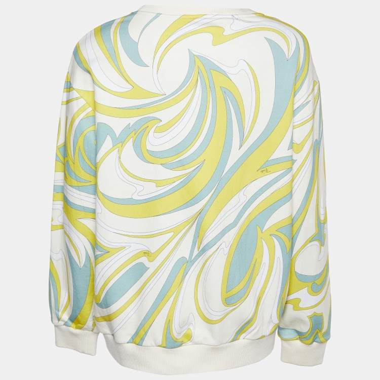 Pre Owned Emilio Pucci Multicolor Printed Cotton Knit Sweatshirt M