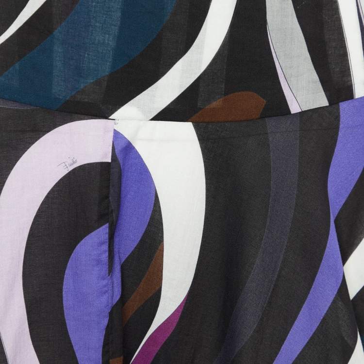 Pre Owned Emilio Pucci Multicolor Printed Cotton Maxi Skirt S