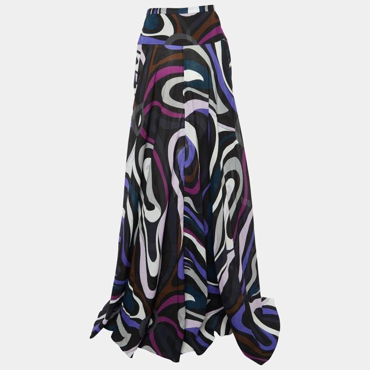 Pre Owned Emilio Pucci Multicolor Printed Cotton Maxi Skirt S