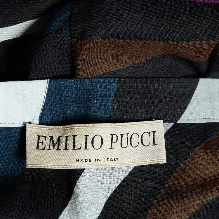 Pre Owned Emilio Pucci Multicolor Printed Cotton Maxi Skirt S