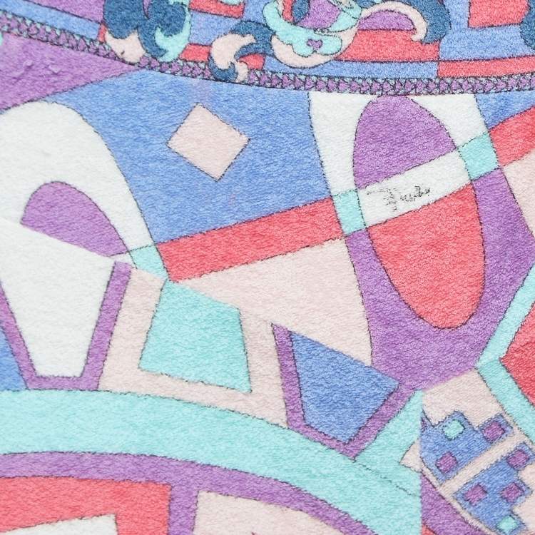 Pre Owned Emilio Pucci Vintage Multicolor Print Cotton Terry Shorts S