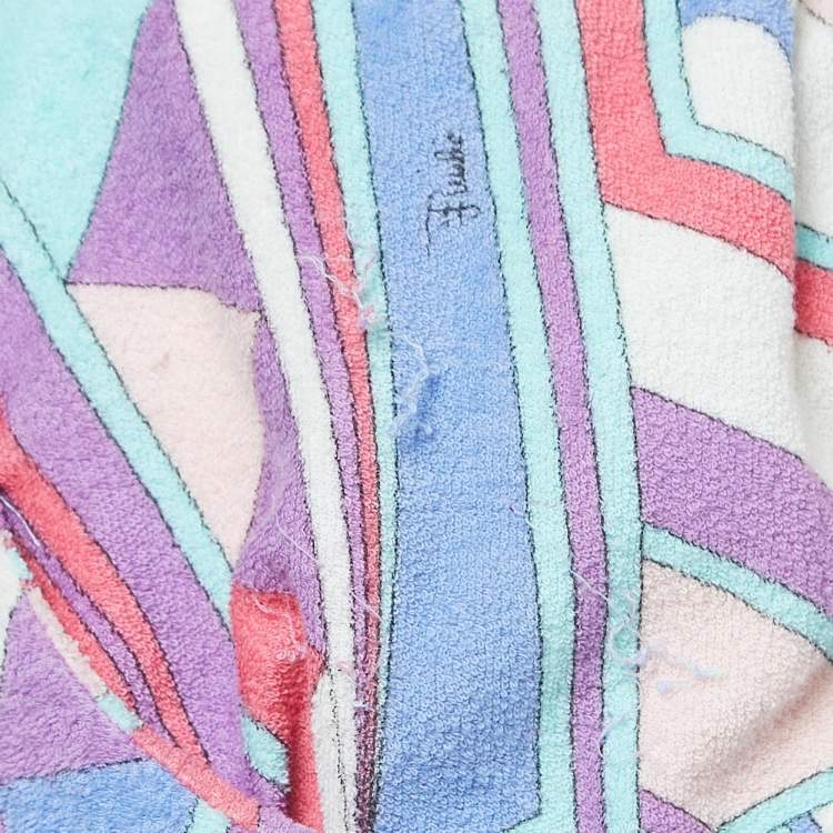 Pre Owned Emilio Pucci Vintage Multicolor Print Cotton Terry Shorts S