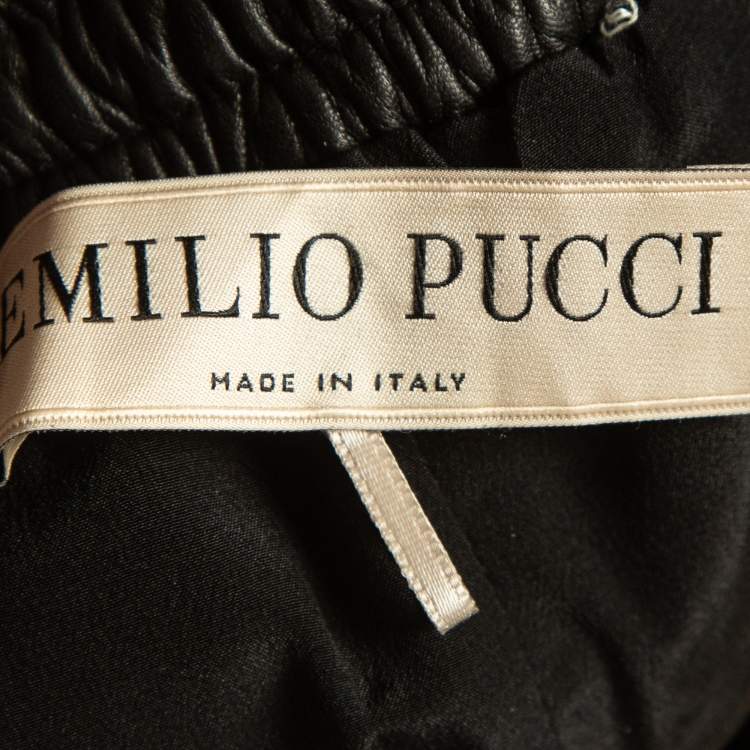 Pre Owned Emilio Pucci Black Patterned Cotton Elasticated Waist Shorts S