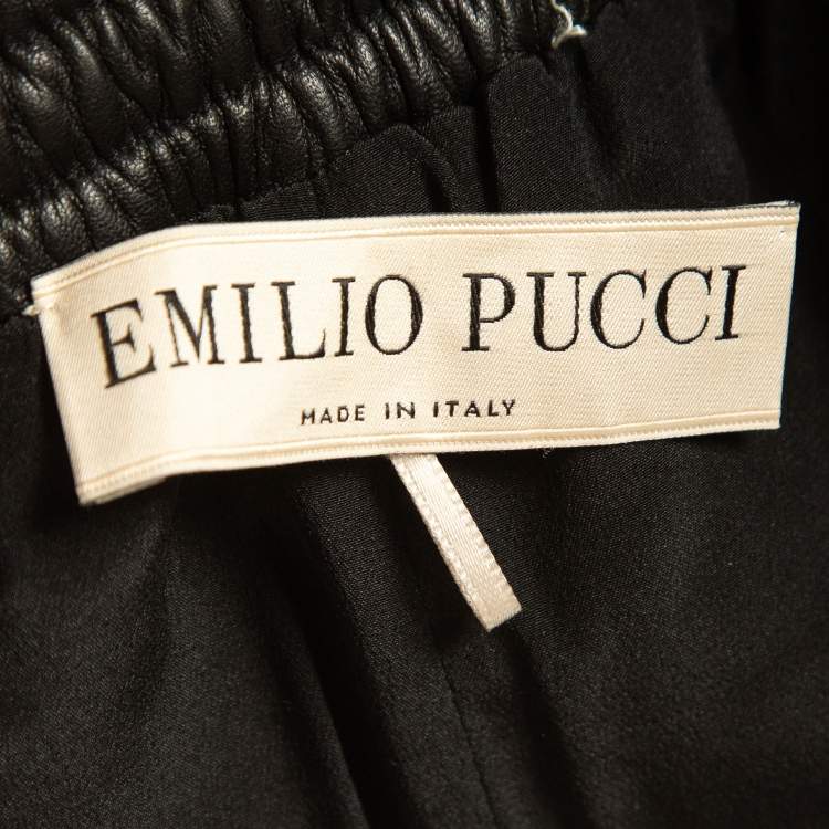 Pre Owned Emilio Pucci Black Patterned Cotton Elasticated Waist Shorts S