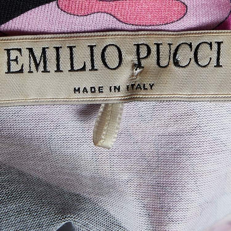 Pre Owned Emilio Pucci Multicolor Logo Print Half Sleeve T-Shirt M