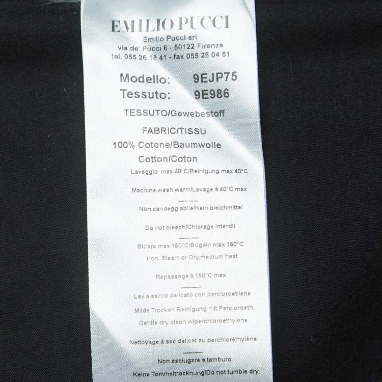 Pre Owned Emilio Pucci Black Rhinestone-Embellished Logo Cotton Jersey T-Shirt S