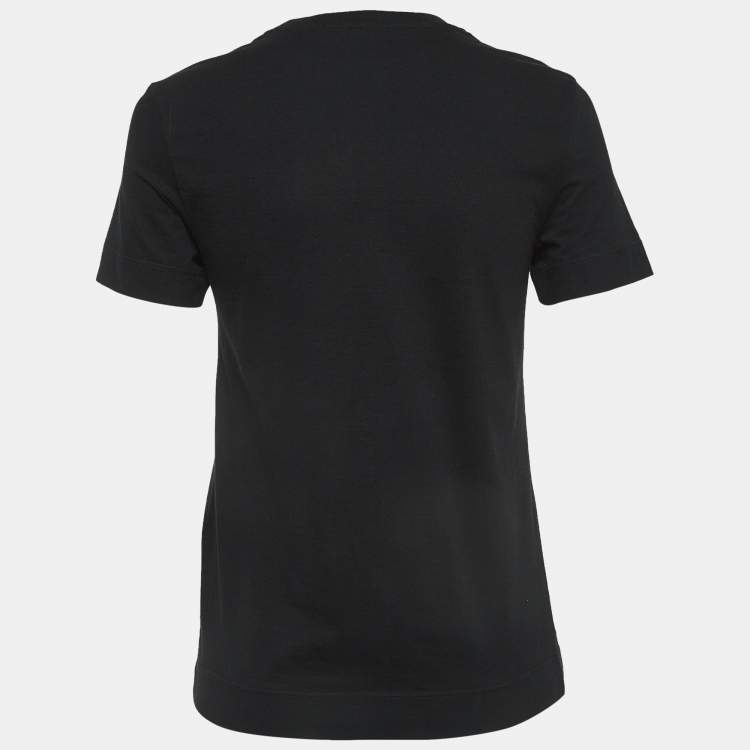 Pre Owned Emilio Pucci Black Rhinestone-Embellished Logo Cotton Jersey T-Shirt S