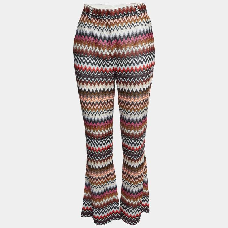 Pre Owned Missoni Multicolor Chevron Pattern Knit Flared Pants M