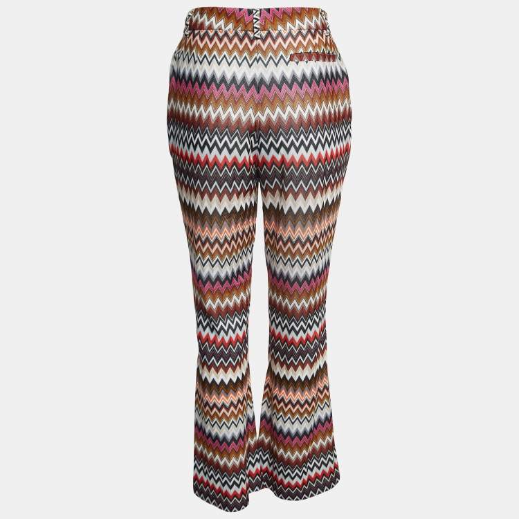 Pre Owned Missoni Multicolor Chevron Pattern Knit Flared Pants M