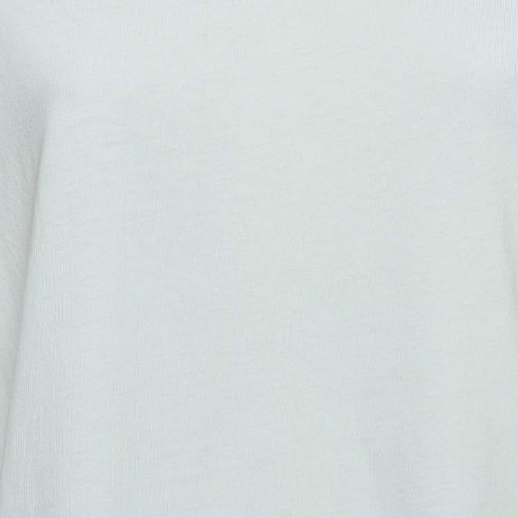 Pre Owned Emilio Pucci White Cotton Knit Contrast Flutter Sleeve T-Shirt M