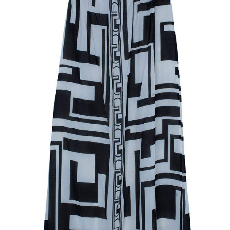 Pre Owned Emilio Pucci Silk Monochrome Maxi Dress M
