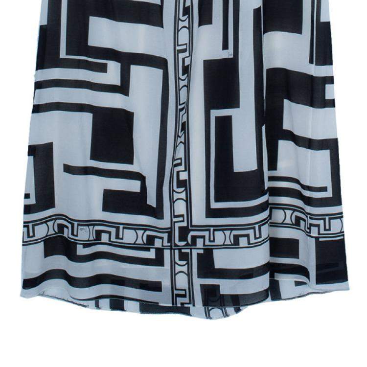 Pre Owned Emilio Pucci Silk Monochrome Maxi Dress M