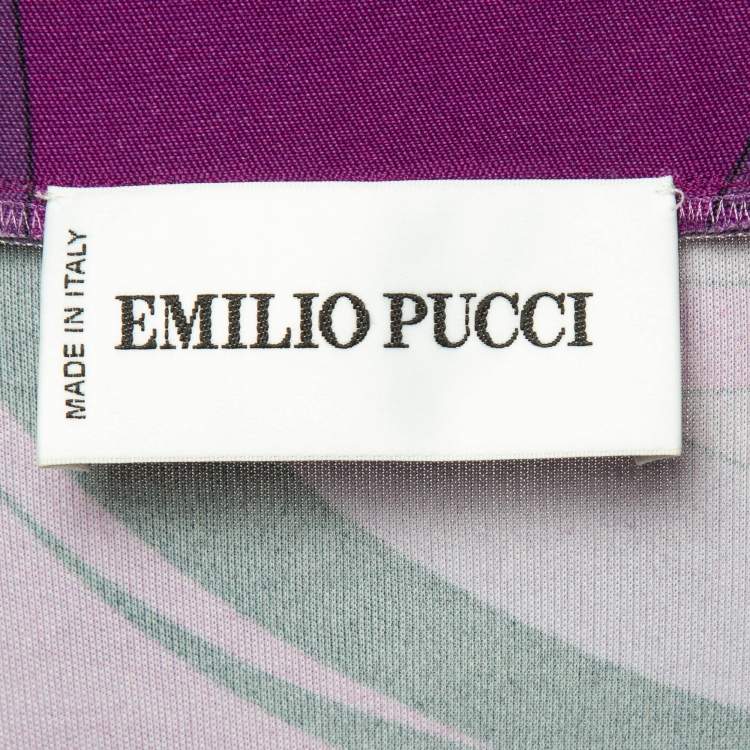 Pre Owned Emilio Pucci Multicolor Print Jersey Long Sleeve Dress M