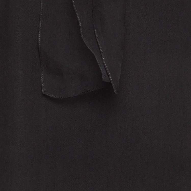 Pre Owned Emilio Pucci Black Sheer Silk Neck Tie Top M