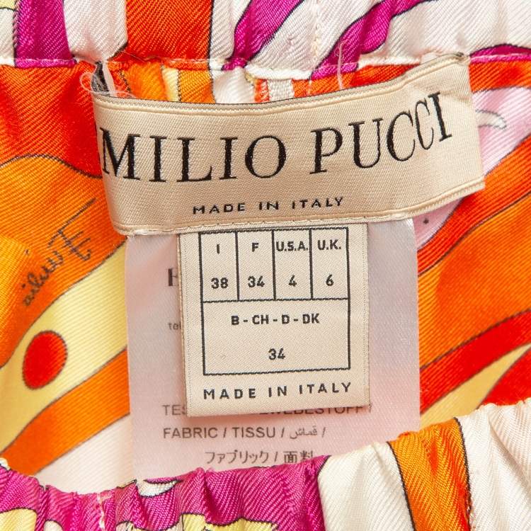 Pre Owned Emilio Pucci Multicolor Printed Silk Shorts S