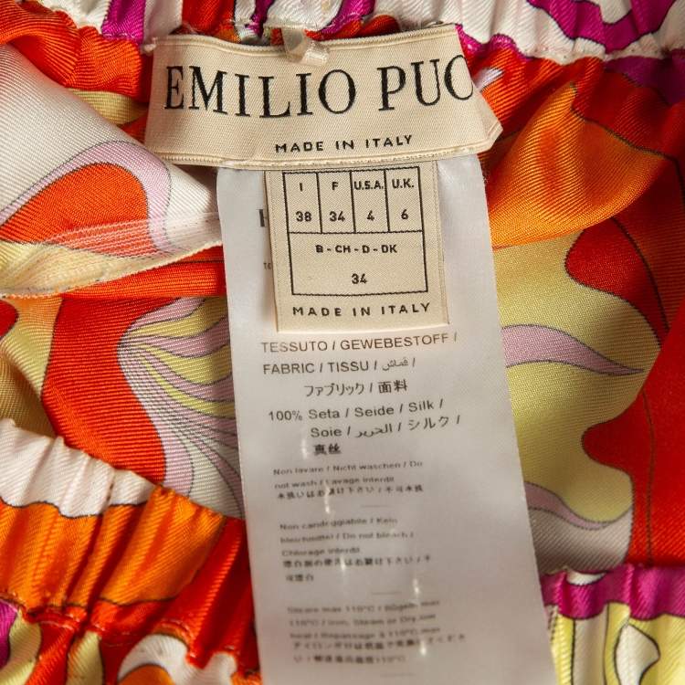Pre Owned Emilio Pucci Multicolor Printed Silk Shorts S