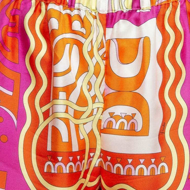 Pre Owned Emilio Pucci Multicolor Printed Silk Shorts S
