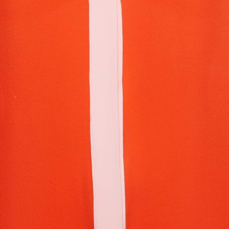 Pre Owned Emilio Pucci Orange Silk Contrast Trim Shirt M
