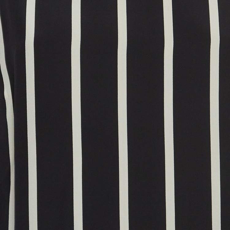 Pre Owned Emilio Pucci Black Pinstripe Silk Short Shift Dress L