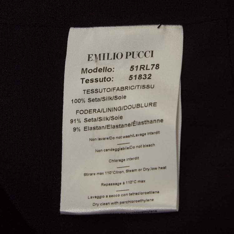 Pre Owned Emilio Pucci Black Pinstripe Silk Short Shift Dress L
