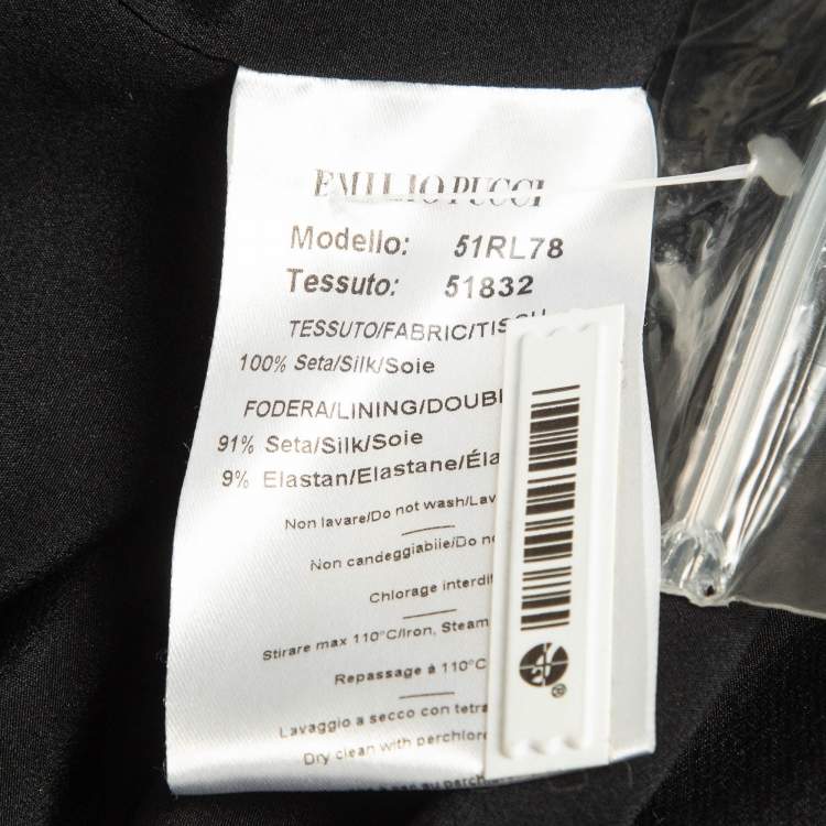 Pre Owned Emilio Pucci Black Pinstripe Silk Short Shift Dress M