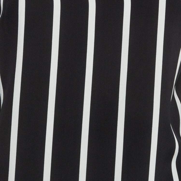 Pre Owned Emilio Pucci Black Pinstripe Silk Short Shift Dress M